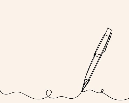 Line drawing of a pen drawing a squiggly line