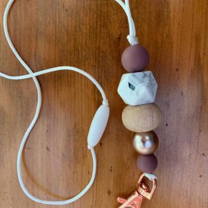 Silicone Lanyard - Dusky Plum And Rose Gold (c112)